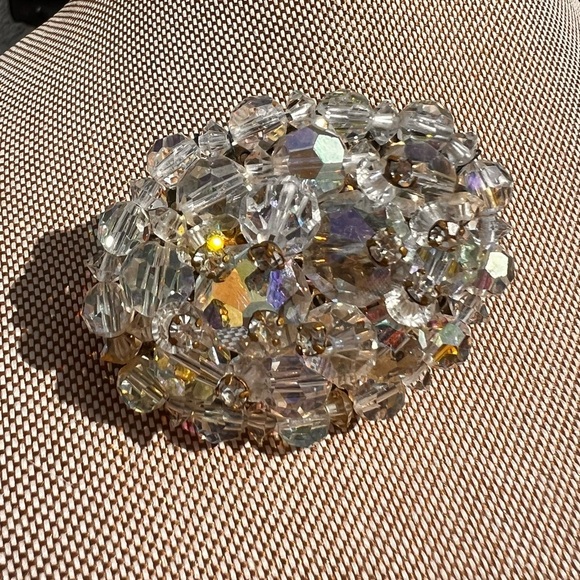 Vintage 1960s  AB Rivoli Crystal Brooch Pin Silver Tone Prong pin Brooch - Picture 3 of 6